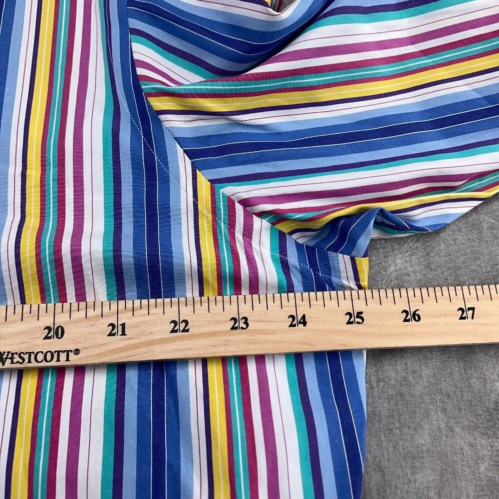 Polo Ralph‎ Lauren Shirt Men Large Blue Yellow Rainbow Stripe Curham Cotton